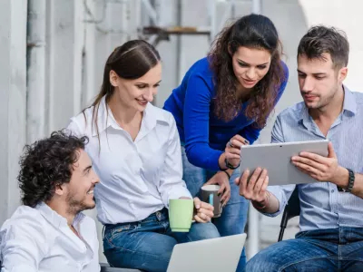 Young people with the tablet